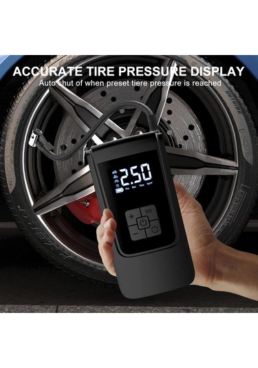 Xuweiwei Dylm Siyah Kablosuz Tasinabilir Lastik Sisirici Dijital Ekranli Usb Sarj Edilebilir Hava Kompresoru Araba Bisiklet Motosiklet Icin