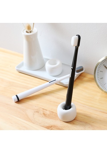 Banyo Tezgahları İçin Seramikten Şık Mini Diş Fırçası Tutucu, Beyaz, 2'li Diğer