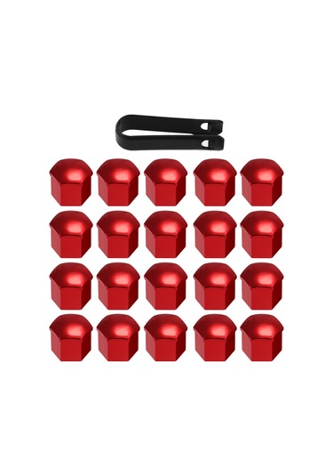 Jeemson 17mm Universal Jant Somunu Kapağı, Abs Plastik, Kırmızı/mavi Seçenekli, 20 Adet + Çıkarma Aracı