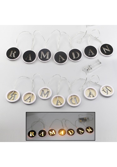 Wezone Ahşap Led Işık Süs - Ramazan Ve Bayramlar İçin Dekoratif Aydınlatma Pil Dahil Değil