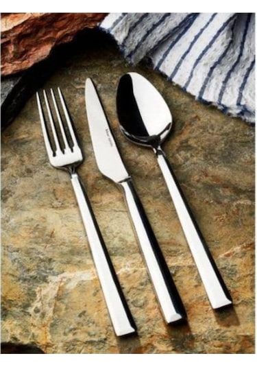 Hisar Optima Miami 30 Parça 6 Kişilik Çatal Kaşık Bıçak Takımı Gümüş