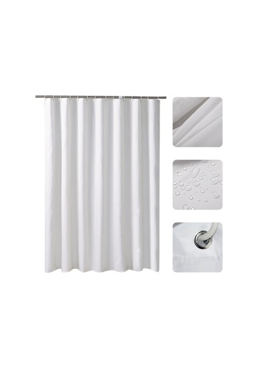 Ulzyvf Su Geçirmez Banyo Perdesi - Polyester Kumaş - 8/10/12/16 Kancalı - Siyah/beyaz/gri Beyaz