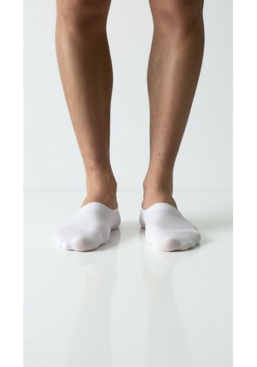 Erkek Görünmez Çorap Kaydırmaz Topuk Silikonlu, Terletmeyen Babet Çorap Beyaz