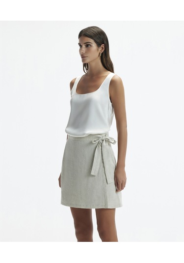 Yargıcı Kruvaze Kapama Düz Kesim Kısa Etek Ham Çok Renkli