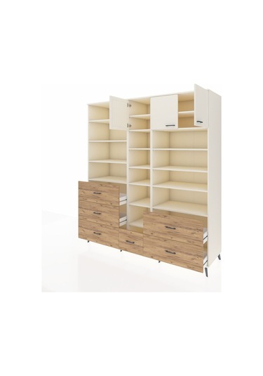 Kronos Dolap 17 Raflı 6 Çekmeceli 3 Kapaklı 220x59x243 Aytaşı-aytaşı/çam Aytası/atlas Çam