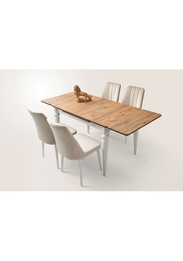 Yandan Açılır Büyüyen Yemek Masası Meşe-Beyaz 60x90 CM Beyaz