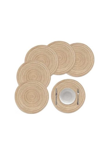 Ulzyvf Yuvarlak Örgü Masa Altlığı - 6'lı Paket, 15 İnç, Isı Yalıtımı Açık Kahverengi Açık Kahverengi