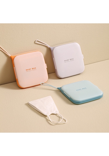 Dofolink 3 Adet Pp Plastik Maske Saklama Kutusu - Taşınabilir, Hafif Ve İnce Tasarım, Farklı Renkler Mavi, Turuncu, Gri Gök Mavisi