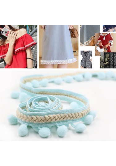 25 Adet Mzf3.5mq Ulusal Stil Kürk Top Dantel Kemer Dıy Giyim Aksesuarları, Uzunluk: 22.86m, Genişlik: 3.5cm Açık Mavi