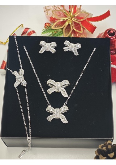 Silver Point Fiyonk Figürlü Zirkon Taşlı Set Gümüş