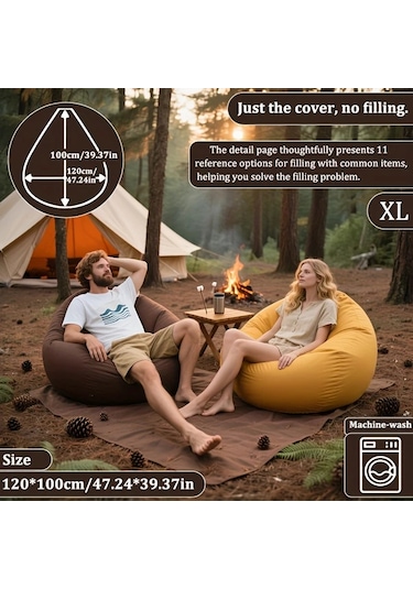 Fochsia Pembe Xl 9 Renk Seçenekli Outdoor Bean Bag Sandalye Yan Cep Çantalı Taşınabilir Pembe