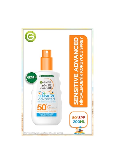 Garnier Ambre Solaire Çocuk Sensitive Advanced Güneş Koruyucu Sprey SPF 50+ 200 ML