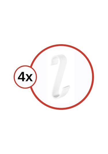 Flosoft 4 Adet Havlupan Duşakabin Askısı, Petek Banyo Mutfak Kancalı Havlu Bornoz Askısı 4 Lü Set Beyaz