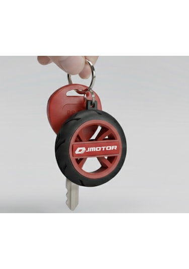 Qj Motor Jant/lastik Detaylı Anahtarlık Kırmızı