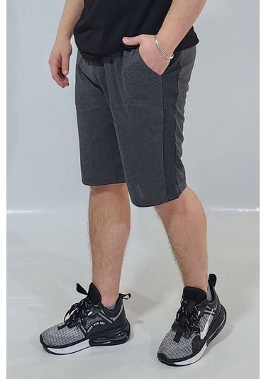 Erkek Füme Yandan Şerit Detaylı Şort Füme