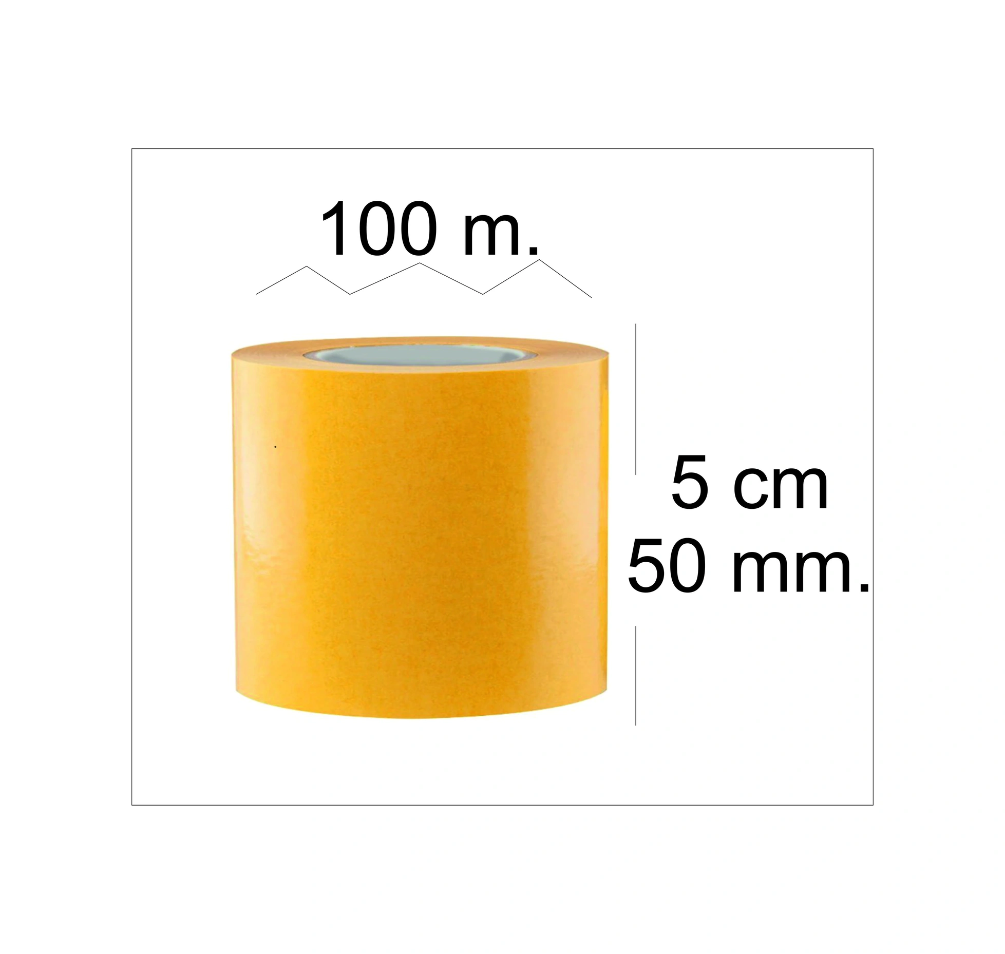 Çift Taraflı Şeffaf Sarı Bant 100 M. Uzunlukta 50 Mm Eninde 1