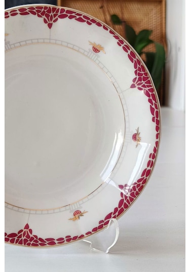 Fine Bone China İngiliz Porselen Pasta Tabağı Kiremit 19 Cm