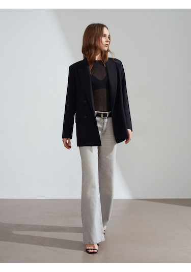 Dilvin 60784 Kruvaze Blazer Ceket-siyah Siyah