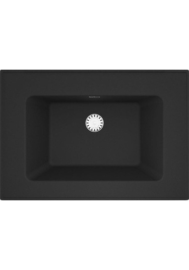 Real Stone Zenıth 65 Etajerli Siyah Granit Banyo Lavabosu 65x45 Siyah