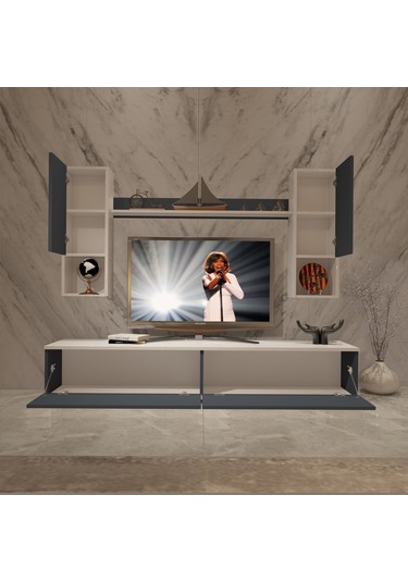 Decoraktiv Eko 5da Mdf Std Tv Ünitesi Tv Sehpası Beyaz - Antrasit
