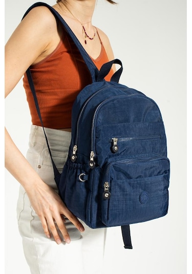 Klinkır Kadın Sırt Çantası Hafif Su İtici Kumaş Günlük Kullanım İçin İdeal 37 27 Cm Anne Bebek Çanta Lacivert