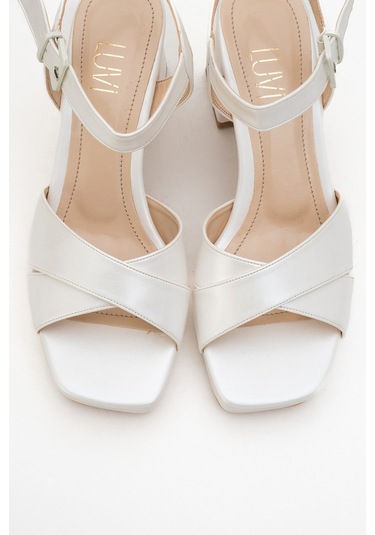 Lisbon Sedef Cilt Çapraz Bantlı Kadın Platform Topuklu Ayakkabı Sedef