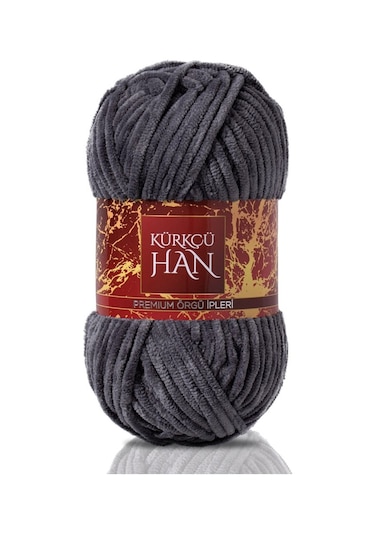 Kadife Örgü İpi 50gr %100 Polyester Yumuşak Pofuduk Gri