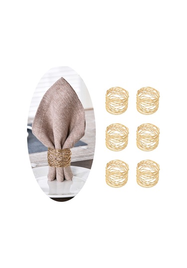 Pieces Noel Peçete Halkaları - Altın Kaplamalı İpek, Benzersiz Peçeteler