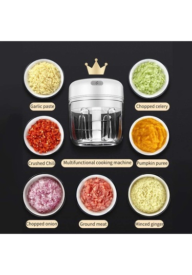 Sebze, Et, Sarımsak, Soğan Ve Zencefil Salatası İçin Küçük Elektrikli Mutfak Doğrayıcı Usb 250ml Ve 100ml Diğer