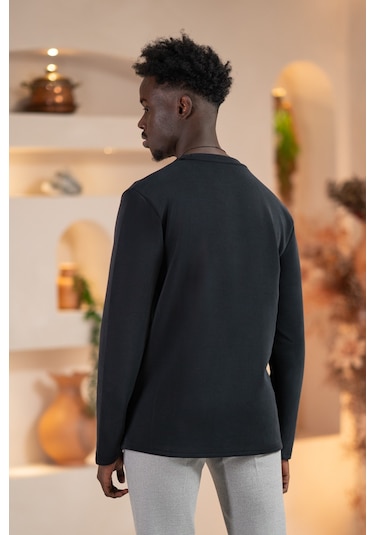 Paul Martin Modal Esnek Kumaş Regular Fit Mevsimlik Sweatshirt Siyah