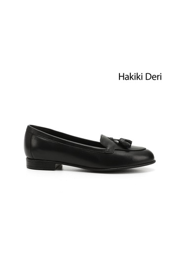 Gönderi(R) Gönderi R Siyah Püsküllü Hakiki Deri Babet Siyah