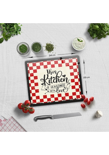 Decorita Cam Kesme Tahtası | Kitchen Love | 29cm x 34cm