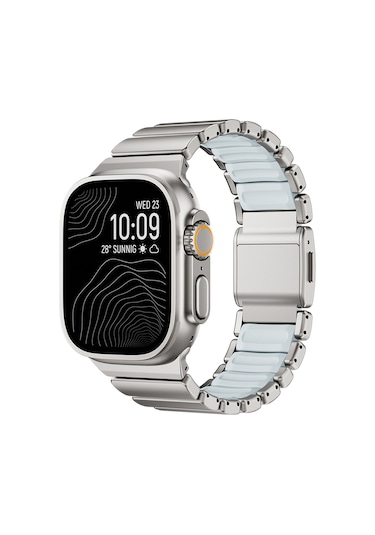 Watch 10 46mm Kordon Krd-151 Metal Silikon Kordon Gümüş-mavi