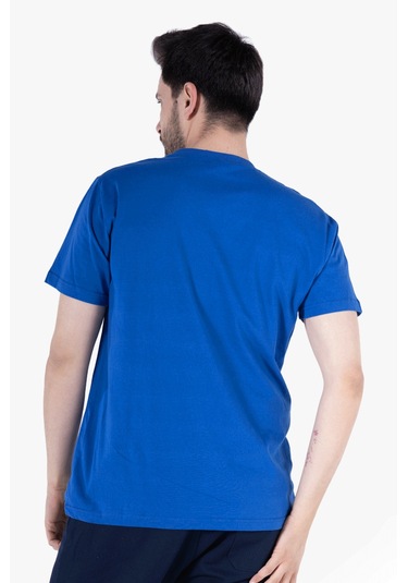 V Yaka T-shirt Saks Mavi