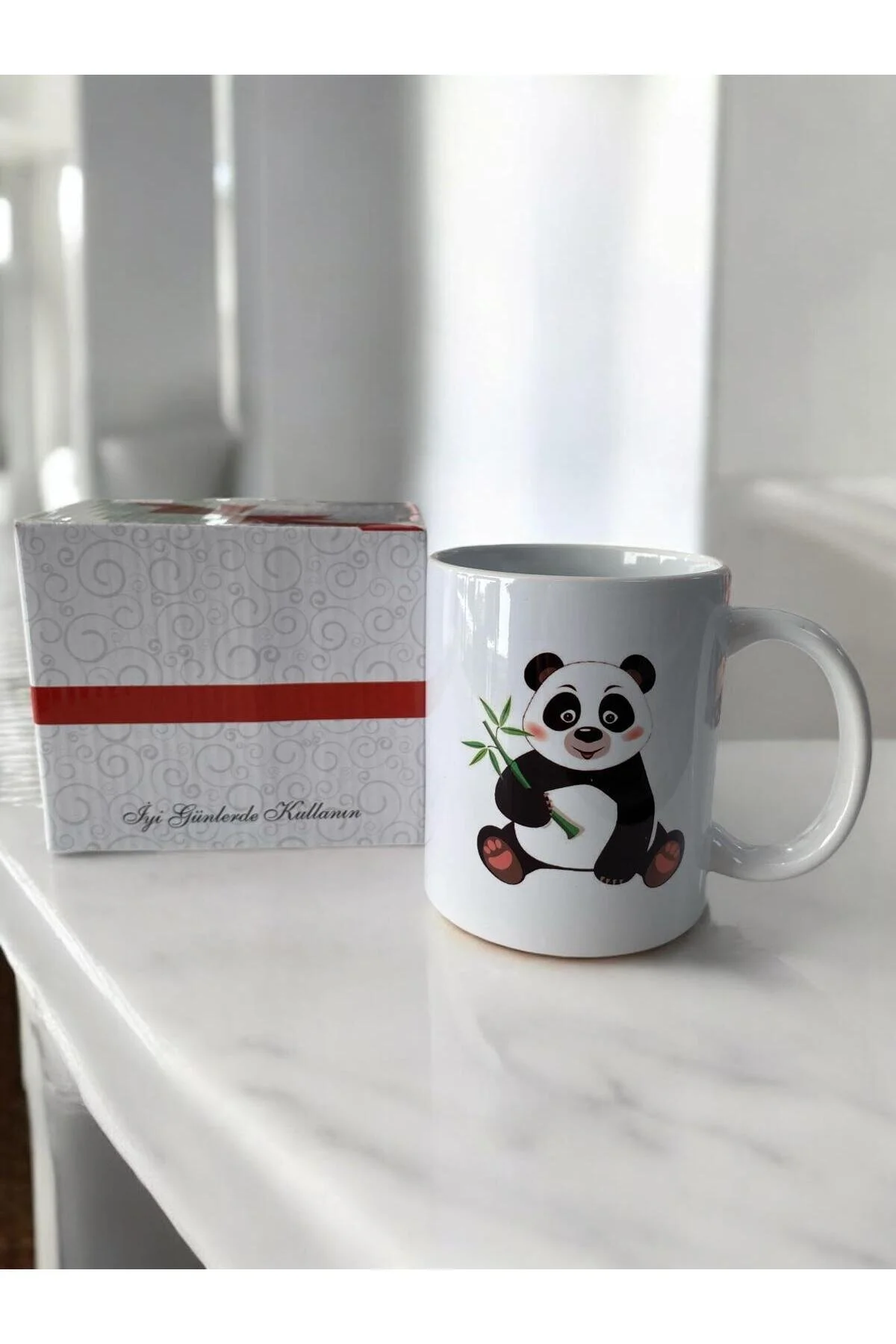 Sevimli Panda Kupa Bardak Beyaz