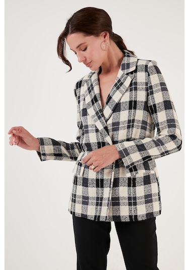 Lela Regular Fit Kruvaze Yaka Tüvit Blazer Bayan Ceket 611Ce0310 Siyah