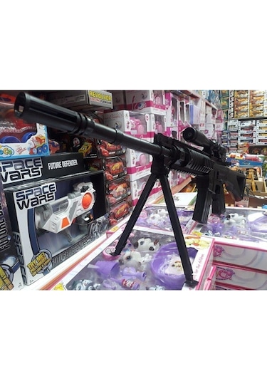 Lazerli Mermi Atan Tüfek 82cm Dipçikli Silah  Şarjörlü
