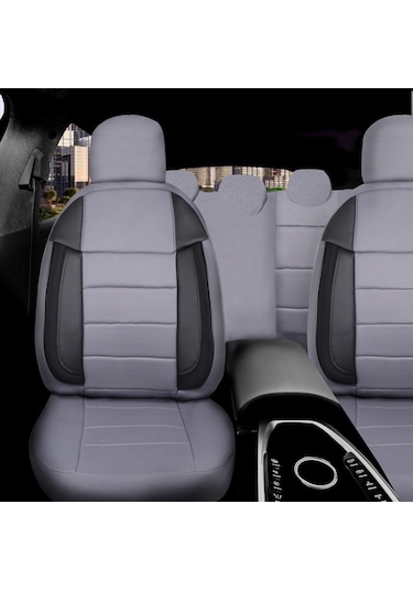 Nissan Micra Araçlara Uyumlu Tam Takım Cover G Model Oto Koltuk Kılıfı Gri-Siyah