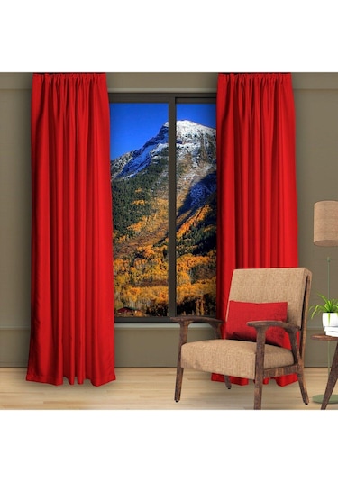 Kırmızı Blackout Karartma Fon Perde Güneşlik Pilesiz Extraforlu Düz Dikim-kırmızı Kırmızı