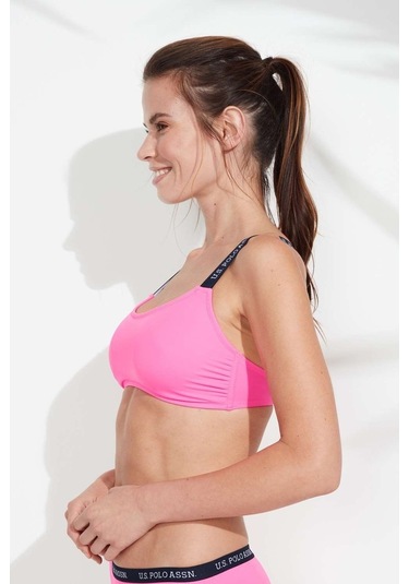 U.S. Polo Assn. Kadın Pembe İnce Askılı Bikini Üst 21502