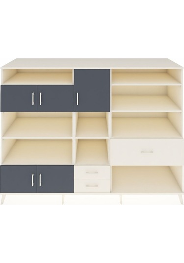 Kronos Dolap 13 Raflı 3 Çekmeceli 5 Kapaklı 220x59x163 Aytaşı-ant Aytaşı-antrasit/aytaşı