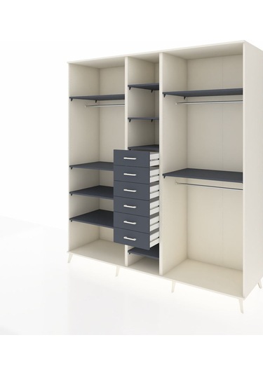 Kronos Dolap 10 Raflı 6 Çekmeceli 3 Askılı 220x59x243 Aytaşı-antrasit/antrasit Antrasıt/antrasıt