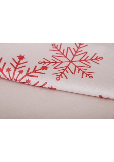 Finezza Kartanesi Baskılı Kumaş Beje Kırmızı Kırlent Kılıfı 45x45 cm İkili -1437