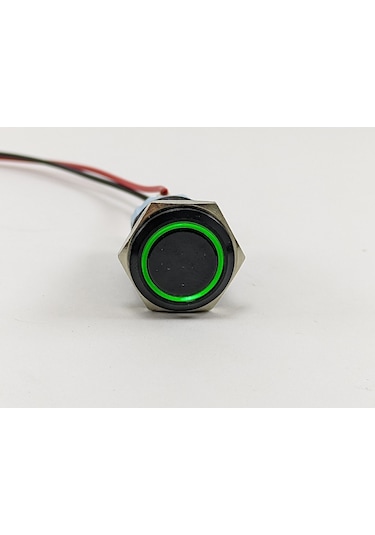 16 Mm Yaylı - Işıklı Buton (Siyah) Yeşil