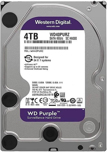 Western Digital Purple Wd40purz 4 Tb Sata 6gb S 7 24 Güvenlik Harddisk