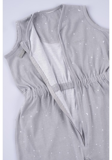 Yazlık Kolsuz Çocuk Uyku Tulumu 2-3 Yaş Yıldız Desenli Gri - Gri