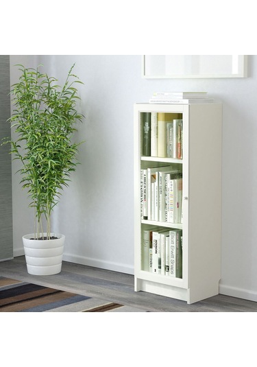 Cam Kapaklı Kitaplık, Beyaz, 40x30x106 Cm Beyaz