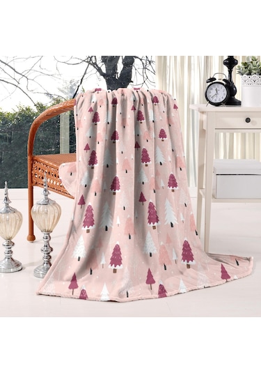 Noel Desenli 40x50 İnç Polar Battaniye, Yumuşak, Hafif Ve Kalın, Erkek, Kadın Ve Çocuk İçin Noel Ağacı Kar