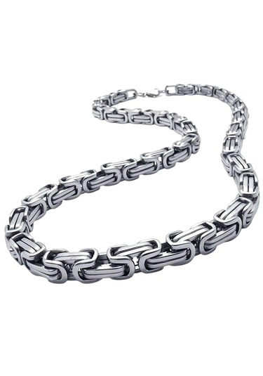 Çelik Kolye Kral Zincir Model 0.5 Mm 55 Cm Bizans Bağlantı Tasarım Gümüş Silver Gümüş