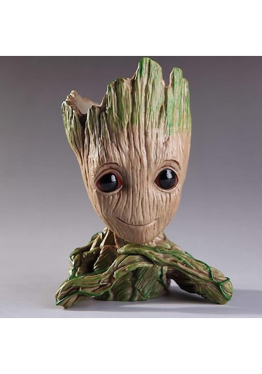 Baby Groot Figür Elleri Çenesinde Saksı Kalemlik Pla 15 Cm Büyük